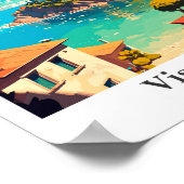 ヴィスアイランドクロアチアトラベルヴィンテージイラストレーション ポスター (角)