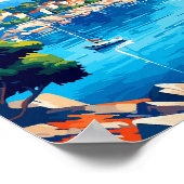 ヴィスアイランドクロアチアヴィンテージ旅行イラストレーション ポスター (角)