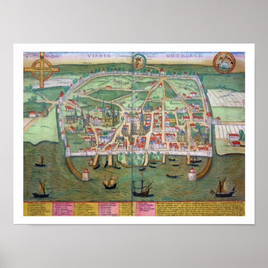 ヴィスビーの地図, 'Civitates Orbis Terrarum'よりG ポスター (正面)