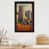 ヴィスビースウェーデンヴィンテージ旅行ポスター広告レトロプリント ポスター (キッチン)
