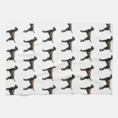 ヴィズラ犬がボホフォラルシルエットを育てる キッチンタオル (横)