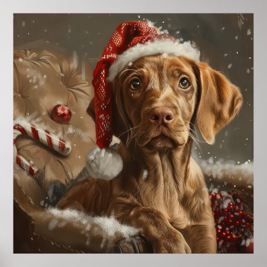 ヴィズラ犬のクリスマスフェスティブ ポスター (正面)