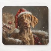 ヴィズラ犬のクリスマスフェスティブ マウスパッド (正面)