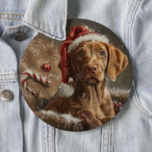 ヴィズラ犬のクリスマスフェスティブ 缶バッジ (インサイチュ)