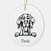 ヴィズラ犬 オーダーメイド ペット オーナメント, カスタム ドッグ クリスマス オーナメント, ペ セラミックオーナメント (左)