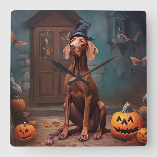 ヴィズラ カボチャ ハロウィン おばけ スクエア壁時計 (正面)