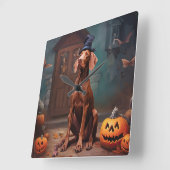 ヴィズラ カボチャ ハロウィン おばけ スクエア壁時計 (傾斜)
