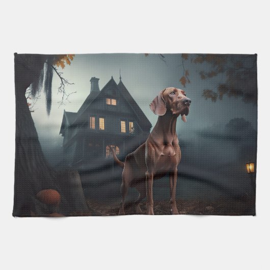 ヴィズラ ハロウィン おばけ犬 キッチンタオル (横)