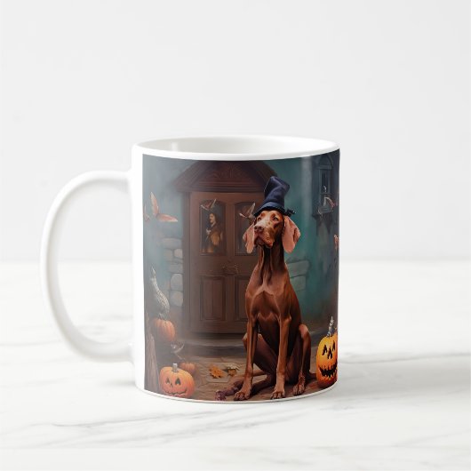 ヴィズラ・パンプキン・ハロウィーンの怖い コーヒーマグカップ (左)