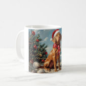 ヴィズラ 犬 クリスマス ヴィンテージ ビーチ コーヒーマグカップ (正面左)