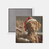 ヴィズラ 犬 クリスマス festive マグネット (正面/裏面)