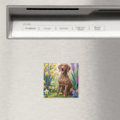ヴィズラ 犬 春の花 絵画 マグネット (インサイチュ (食洗機))