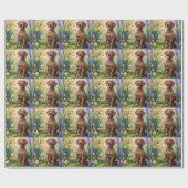 ヴィズラ 犬 春の花 絵画 ラッピングペーパー (フラット)