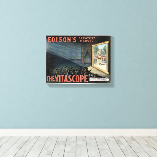 ヴィタスコープのエジソン1896修復ヴィンテージのポスター キャンバスプリント (インサイチュ (ウッドフロア))