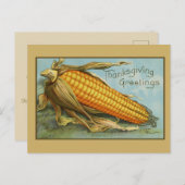 ヴィタージュレトロ感謝祭コーングリーティングホリデー ポストカード (正面/裏面)