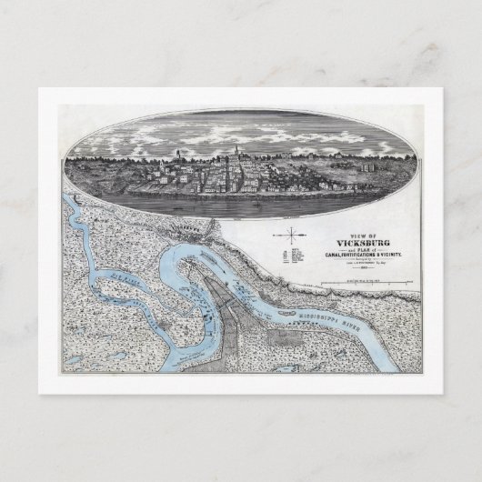 ヴィックスバーグ包囲 - 南北戦争パノラマ地図 3 ポストカード (正面)