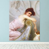 ヴィットリオ・コルコスの子犬を連れた若い女性 キャンバスプリント (インサイチュ (ウッドフロア))