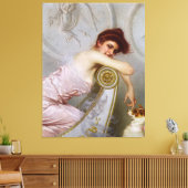 ヴィットリオ・コルコスの子犬を連れた若い女性 キャンバスプリント (インサイチュ (リビング))