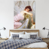 ヴィットリオ・コルコスの子犬を連れた若い女性 キャンバスプリント (インサイチュ (寝室))