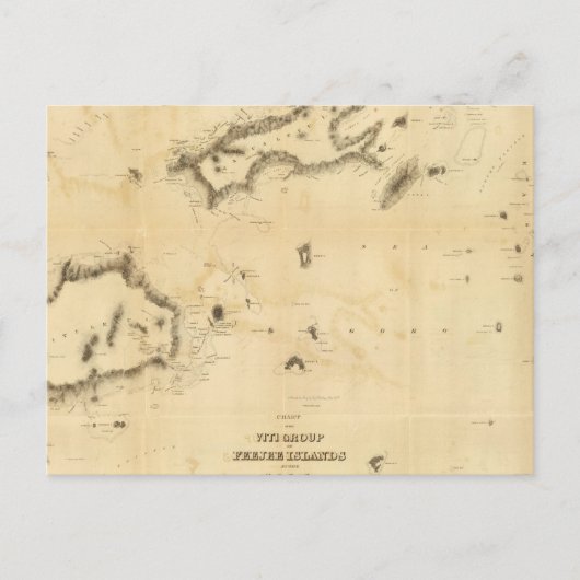 ヴィティ・グループ又はフィジー諸島の地図 ポストカード (正面)