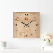 ヴィトルヴィアン・マン～レオナルド・ダ・ヴィンチ' 1490 'ヴェネツィア スクエア壁時計 (ホーム)