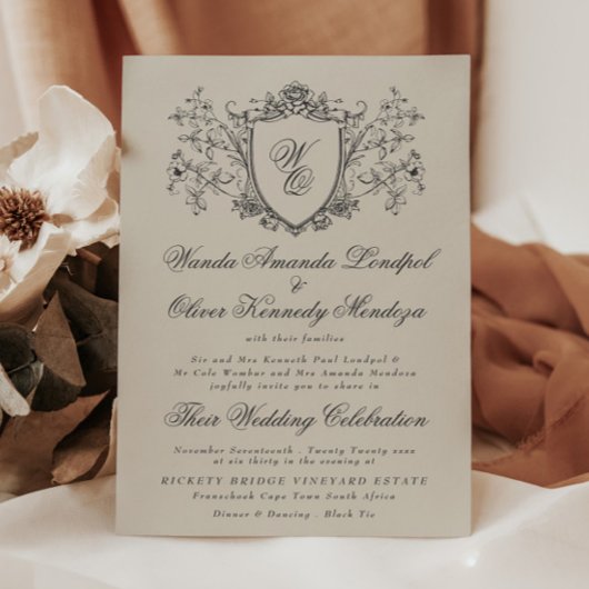 ヴィナタージュフローラクレストクリーム結婚炭の 招待状