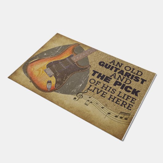 ヴィナッジ・ギター・プレーヤー・ギフト、引っ越し祝いパーティー・ギフト ドアマット (アングル)
