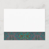 ヴィナージュターコイズティール(緑がかった色)ブルー結婚式招待状 インビテーションポストカード (裏面)