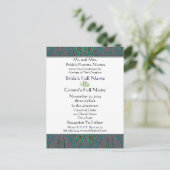 ヴィナージュターコイズティール(緑がかった色)ブルー結婚式招待状 インビテーションポストカード (スタンド正面)