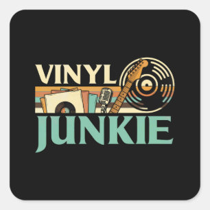 ヴィニールジャンキー LPレコード DJターンテーブル ミュージックコレクション スクエアシール