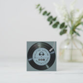 ヴィニールレコードストアプレーヤースレートブルー スクエア名刺 (スタンド正面)