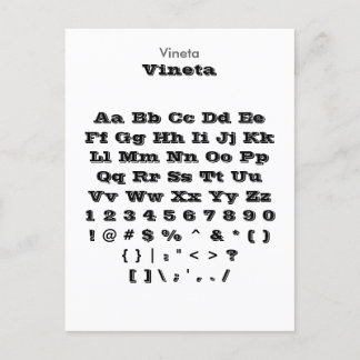 ヴィネタ – Zazzleフォントサンプラーシート ポストカード