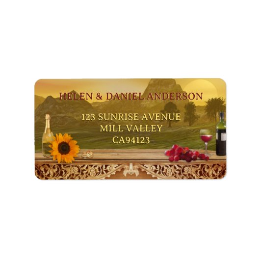 ヴィネヤイタリアンード秋の結婚式住所 シール (正面)