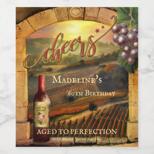 ヴィネヤードアエレガントート応援誕生日 ワインラベル (シングルラベル)