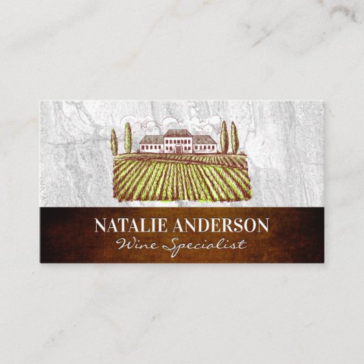 ヴィネヤードエステート |ロック石板とテクスチャ 名刺 (正面)