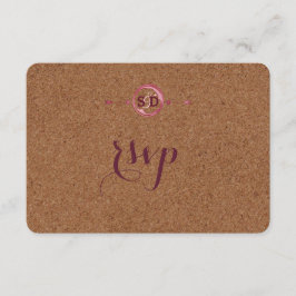 ヴィネヤードコルクステインレッドワインウェディングRSVP 出欠カード