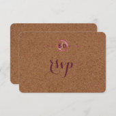 ヴィネヤードコルクステインレッドワインウェディングRSVP 出欠カード (正面/裏面)