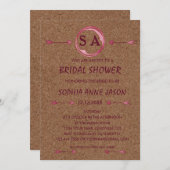 ヴィネヤードコルクステインレッドワインブライダルシャワー 招待状 (正面/裏面)