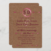 ヴィネヤードコルクステインレッドワイン結婚ズ 招待状 (正面/裏面)