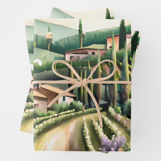 ヴィネヤードデコップページ – トスカーナのワインファームの風景 ラッピングペーパーシート (インサイチュ)