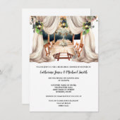 ヴィネヤードトイタリアンス素晴らしカンのダイニング水色 招待状 (正面/裏面)