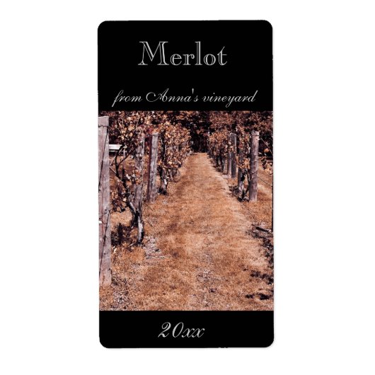 ヴィネヤードホームメイドワインボトルラベル ラベル (正面)