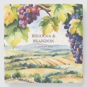 ヴィネヤードワイナリーブライダルシャワー印刷 ストーンコースター (正面)