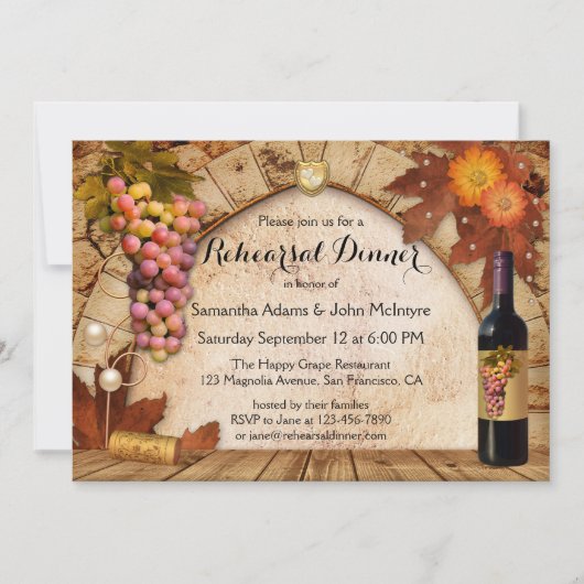 ヴィネヤードワイナリーワインリハーサルディナー招待状 招待状 (正面)