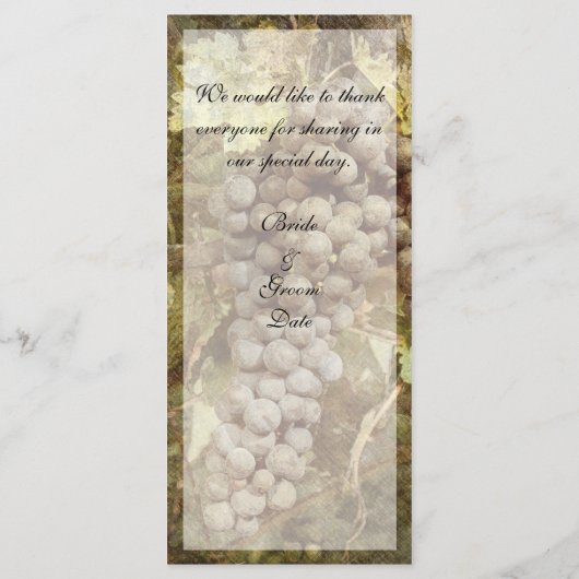 ヴィネヤードワイナリー結婚のメニューカード メニュー (裏面)