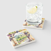 ヴィネヤードワイナリー結婚式の引き出物 モノグラムの ストーンコースター (横)