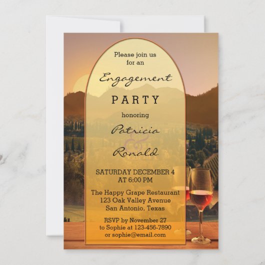 ヴィネヤードワインテーマ婚約パーティ招待状 招待状 (裏面)