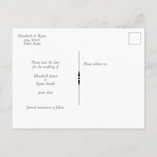 ヴィネヤード結婚ワイナリー救の私たちの日付 案内ポストカード (裏面)