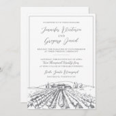 ヴィネヤード結婚式招待状付き建物スケッチ 招待状 (正面/裏面)