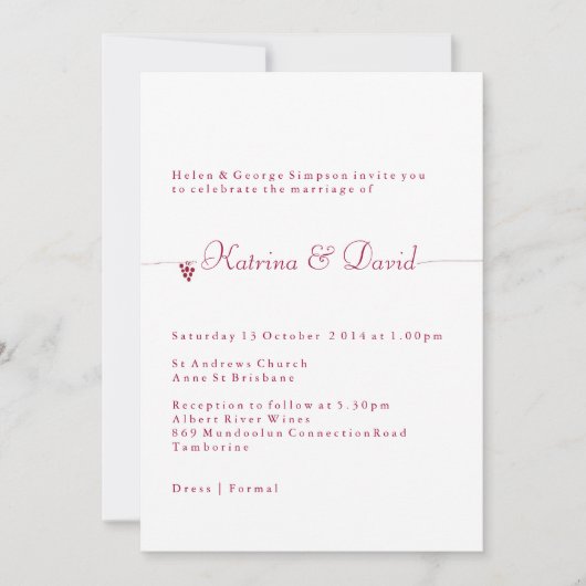 ヴィネヤード結婚式招待状 招待状 (正面)